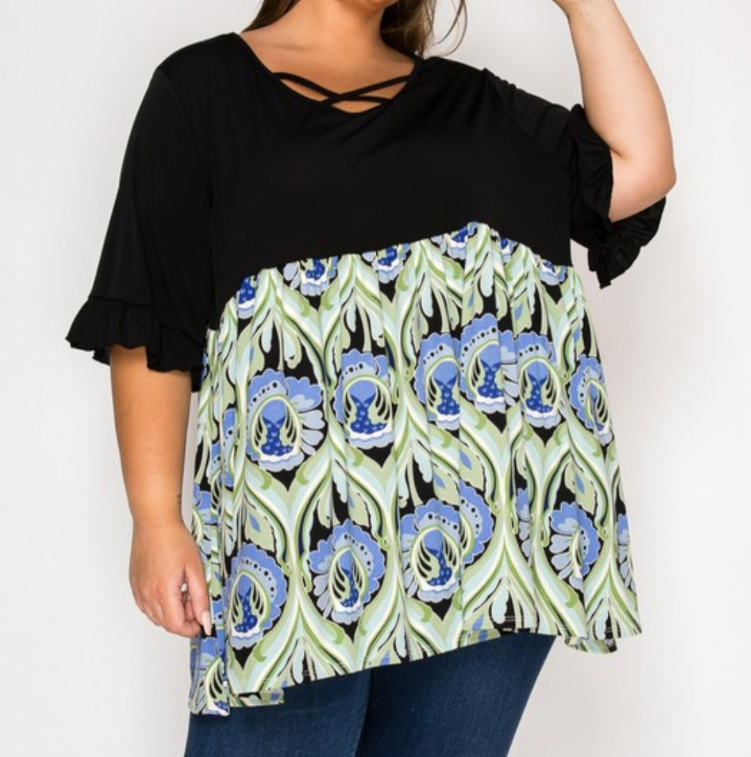 Sage & Midnight Crisscross Tunic